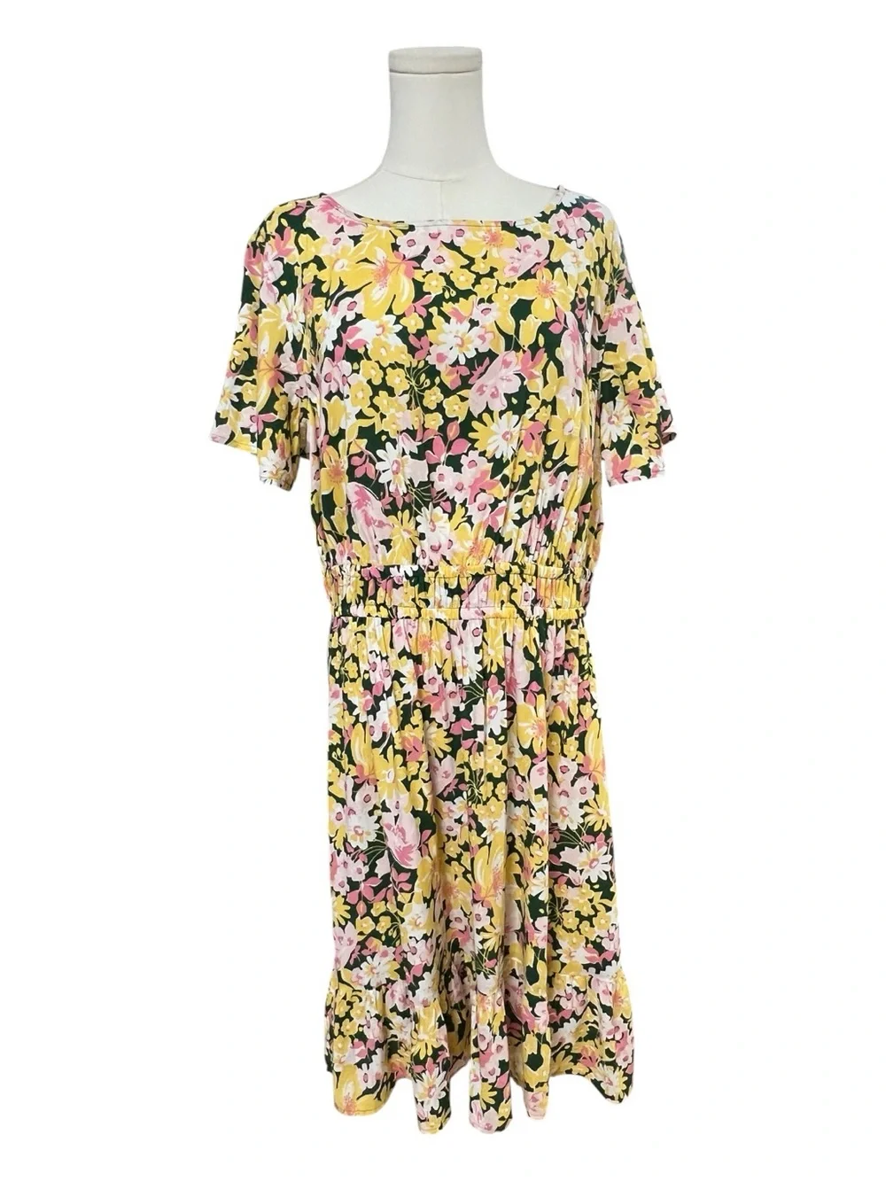 NWT Croft & Barrow Floral Fit & Flare Dress Ruffle Hem | Size L